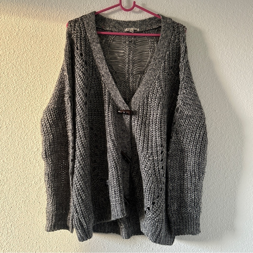 Cozy Casual Cozy Fall Winter Granny Knit Cardigan Sweater Women’s M/L Gray